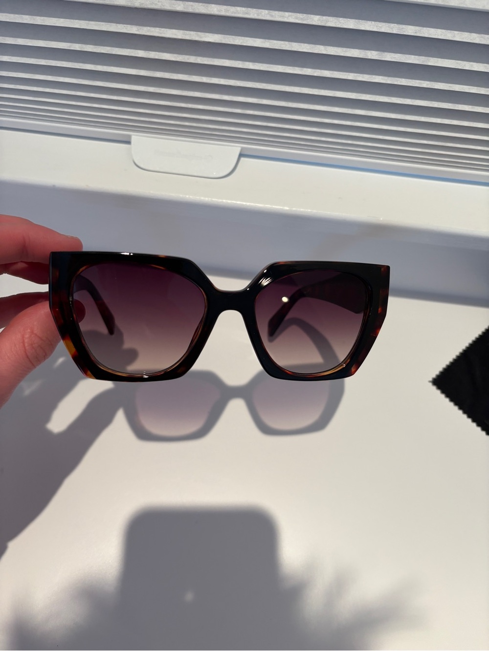 Prada Square Oversized Sunglasses Women Black & Brown Tortoiseshell - Picture 2 of 5